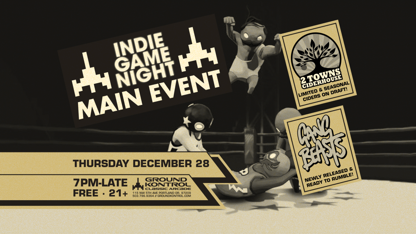 Indie Game Night: Gang Beasts + 2 Towns Ciderhouse Tap Takeover