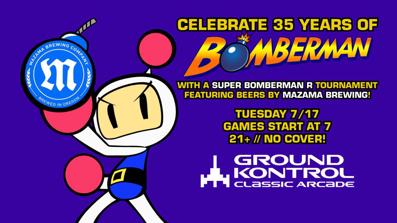 Bomberman 35th Anniversary Tap Takeover Tournament with Mazama Brewing