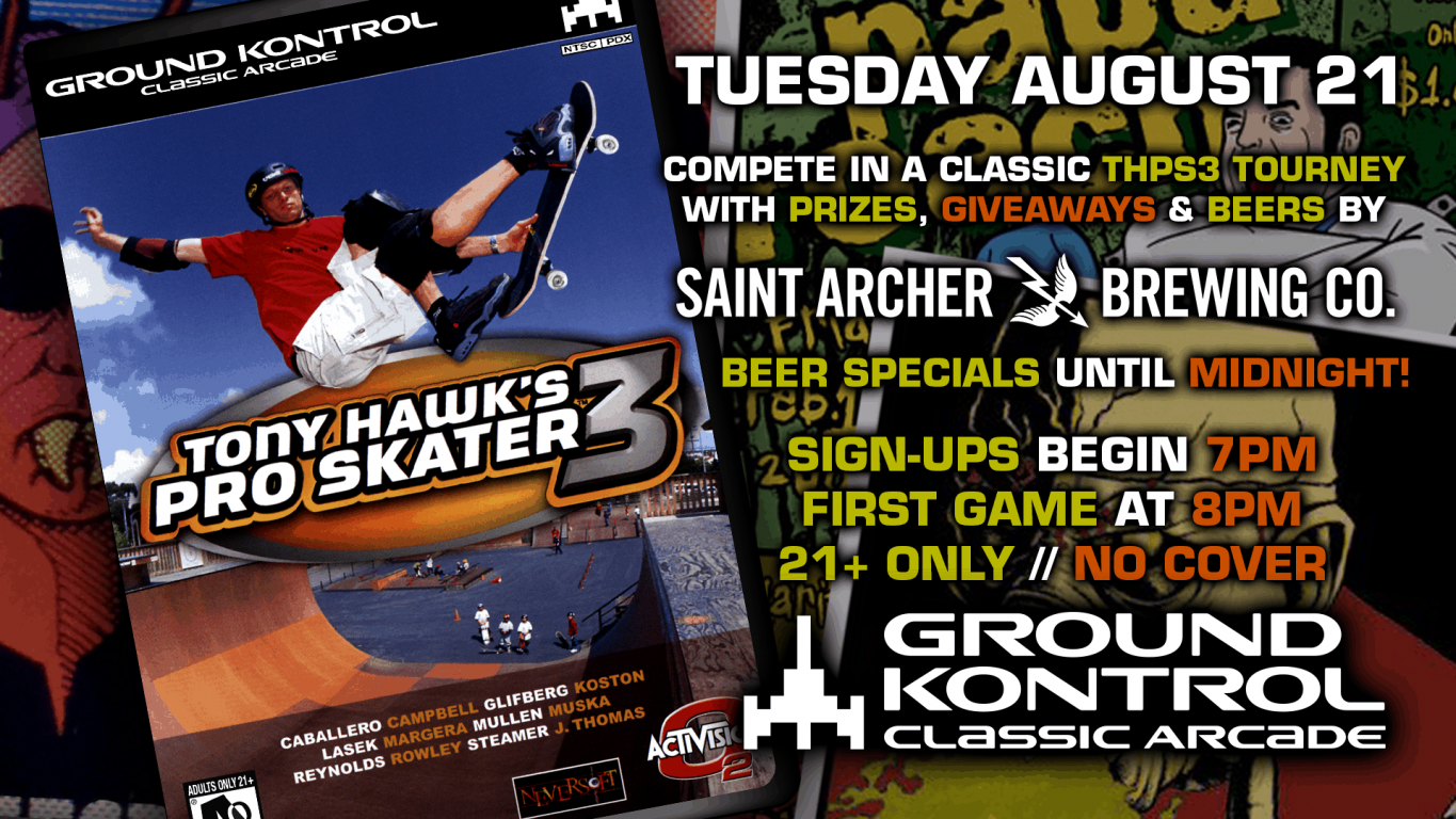 Tony Hawk's Pro Skater 3 Tap Takeover Tournament with Saint Archer Brewing