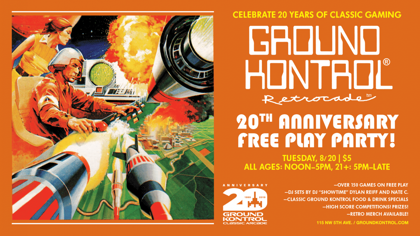 Ground Kontrol 20th Anniversary Free Play Party!