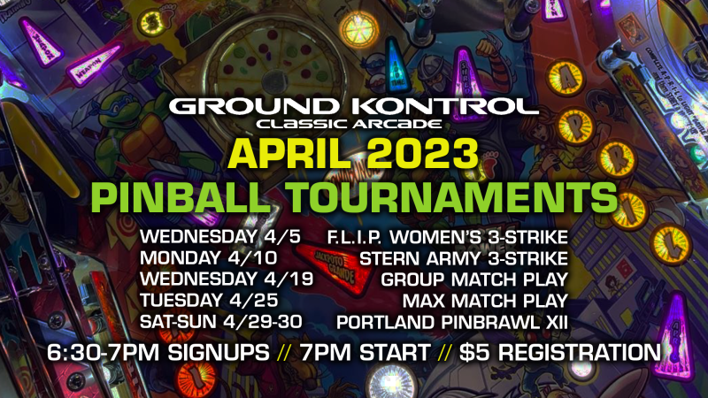 Image for April 2023 Pinball Tournaments