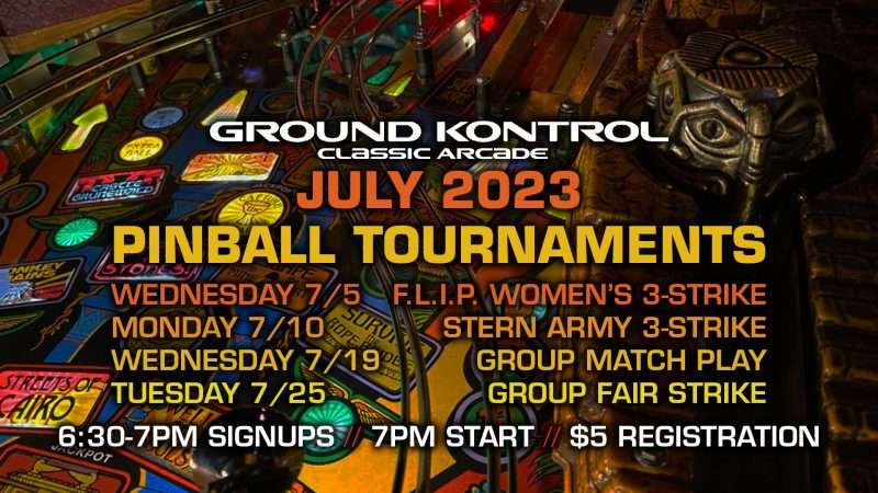Image for July 2023 Pinball Tournaments