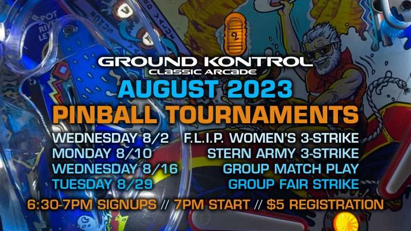 Image for August 2023 Pinball Tournaments