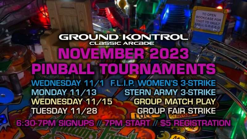 Image for November 2023 Pinball Tournaments