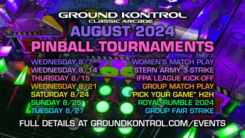 Image for August 2024 Pinball Tournaments