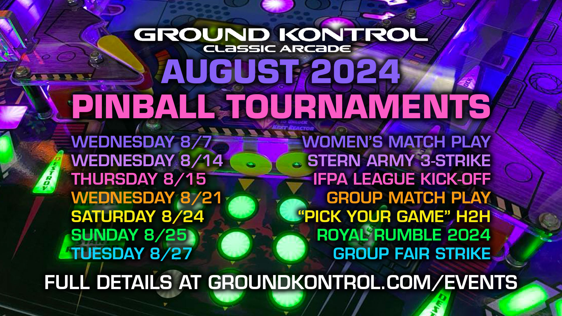 August 2024 Pinball Tournaments