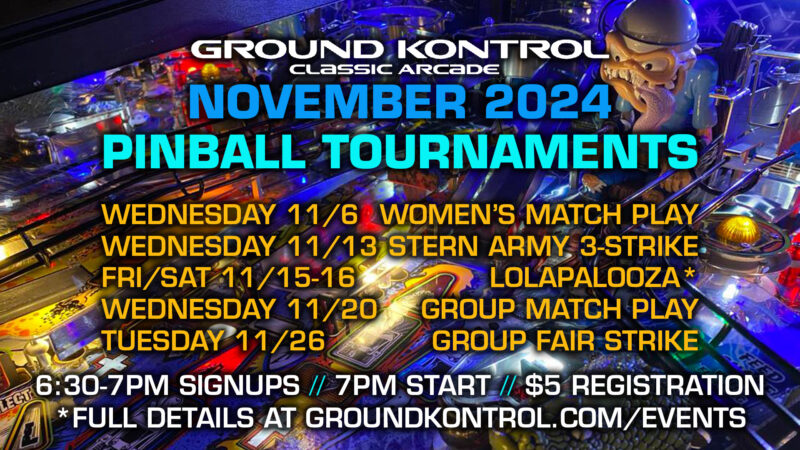 Image for November 2024 Pinball Tournaments