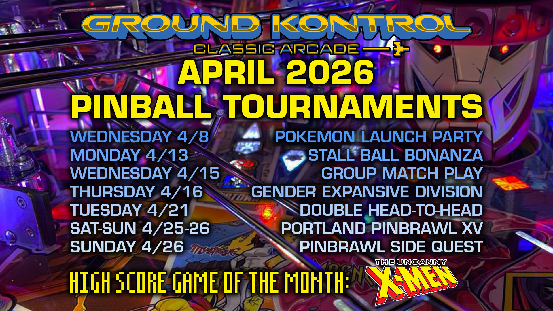 April 2026 Pinball Tournaments